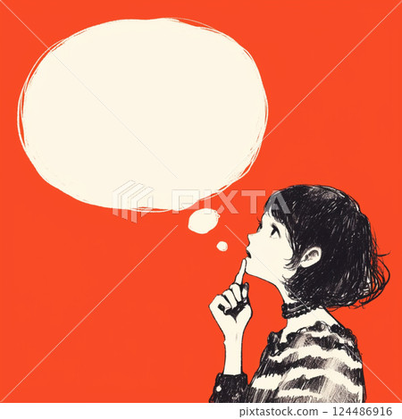 [氣球]有思想的女人和講話泡泡 124486916