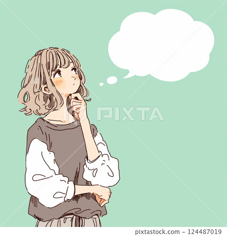 [氣球]有思想的女人和講話泡泡 124487019