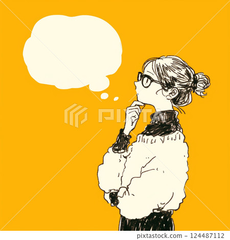 [氣球]有思想的女人和講話泡泡 124487112