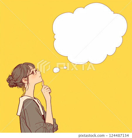 [Speech bubble] Thinking woman and speech bubble 124487134