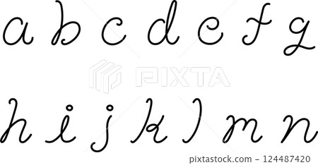A pen-style alphabet in one stroke (a-n) 124487420