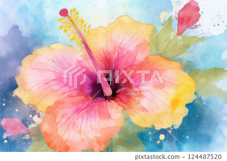 Hibiscus *Spring flower background material 124487520