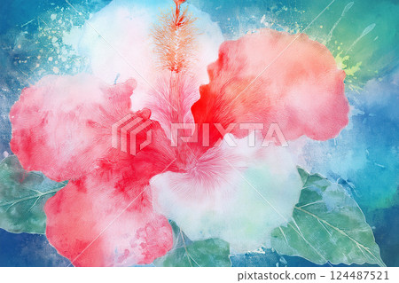 Hibiscus *Spring flower background material 124487521