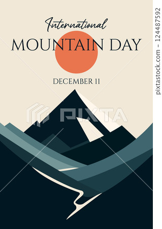 International Mountain Day December 11 Minimalistic Flat Poster Design 124487592