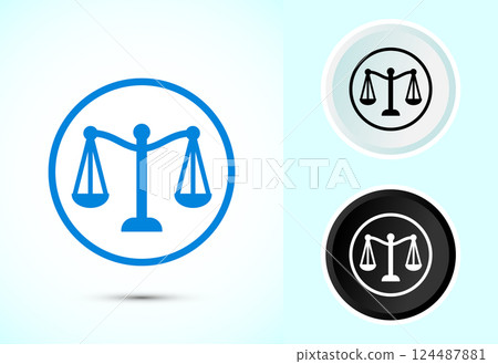 Justice icon design illustration, legal and justice law icon for apps and websites, Color black and white Justice icon design illustration, legal and justice law icon for apps and websites, Color black and white 124487881