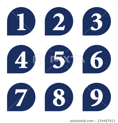 Illustration material: Number icon set 1 to 9 Illustration material: Number icon set 1 to 9 124487913