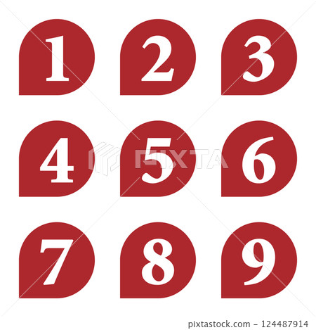Illustration material: Number icon set 1 to 9 Illustration material: Number icon set 1 to 9 124487914