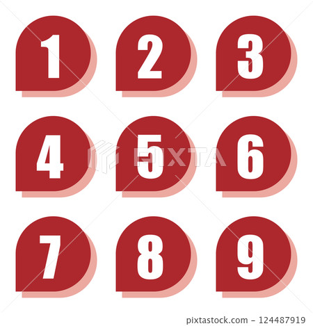 Illustration material: Number icon set 1 to 9 Illustration material: Number icon set 1 to 9 124487919