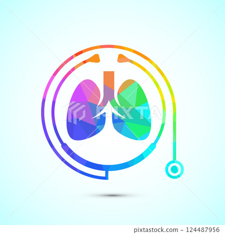 Lungs health care icon design illustration. Healthcare and medical icon sign. low poly style 124487956