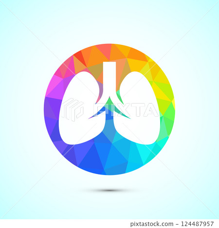 Lungs health care icon design illustration. Healthcare and medical icon sign. low poly style 124487957