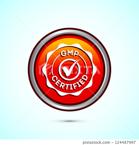 GMP certified icon design illustration. Good manufacturing practice label badge, Button design 124487997