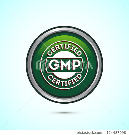 GMP certified icon design illustration. Good manufacturing practice label badge, Button design 124487998