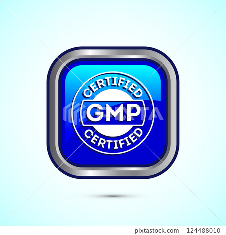 GMP certified icon design illustration. Good manufacturing practice label badge, Button design 124488010