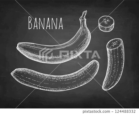 Bananas chalk sketch Bananas chalk sketch 124488332