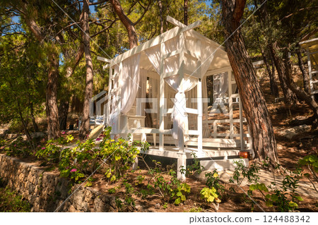 Luxury Beach Cabana in Tropical Greenery 124488342