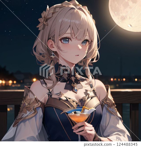 A girl attending a night party 124488345