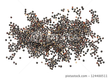 black quinoa seeds isolated on white background. Top view. Flat lay 124488511
