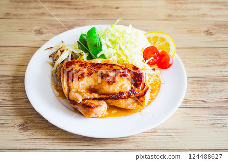 Garlic miso marinated chicken steak Garlic miso marinated chicken steak 124488627