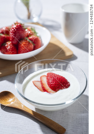 Strawberry yogurt Strawberry yogurt 124488784