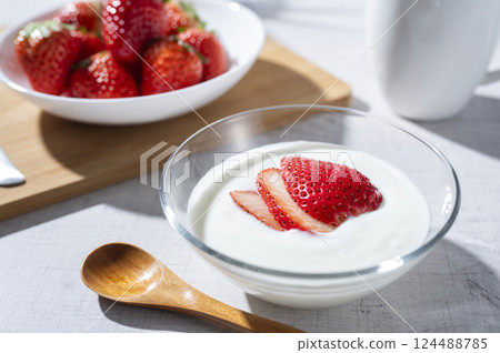 Strawberry yogurt 124488785