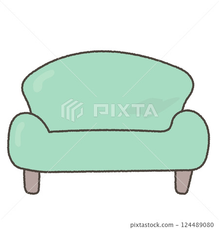 Vector illustration of a green modern two-seater couch 124489080