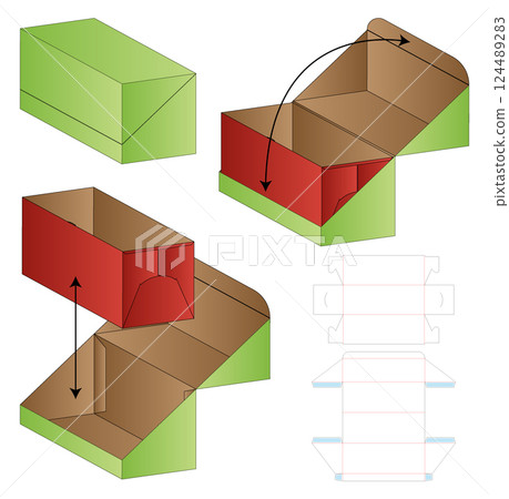 Box packaging die cut template design. 3d mock-up 124489283