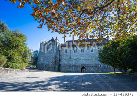 Discover the Historic Braganza Palace with Striking Red Brick Chimneys. 124489372