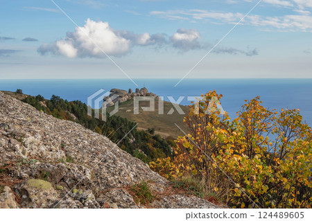 Yuzhnaya Demerdzhi Mountain Crimea in sunset. Yuzhnaya Demerdzhi Mountain Crimea in sunset. 124489605
