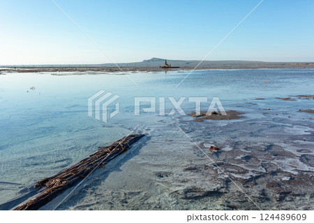Nature beautiful sunset on the solty lake. Nature beautiful sunset on the solty lake. 124489609