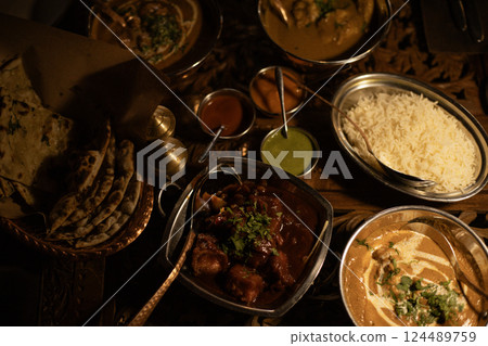 Indian dishes on the table Indian dishes on the table 124489759