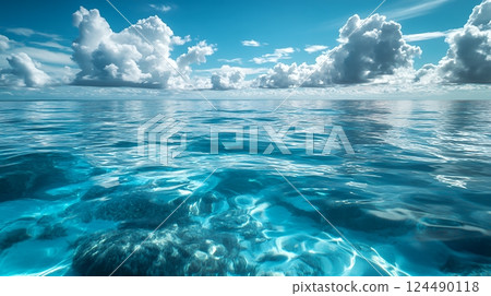 熱帶透明的大海和藍天：寫實風格 124490118