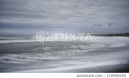 Scenery of rough seas, Kamisu City, Ibaraki Prefecture Scenery of rough seas, Kamisu City, Ibaraki Prefecture 124490288
