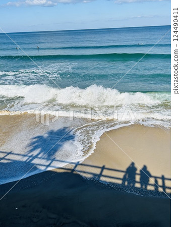 Sandy beach and shadow Sandy beach and shadow 124490411