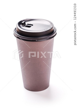 A simple and stylish paper coffee cup, perfect for takeaway beverages A simple and stylish paper coffee cup, perfect for takeaway beverages 124491310