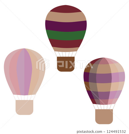 Set of boho style balloons. Retro transport for romantic adventures. Vector illustration isolated on white background. Set of boho style balloons. Retro transport for romantic adventures. Vector illustration isolated on white background. 124491532