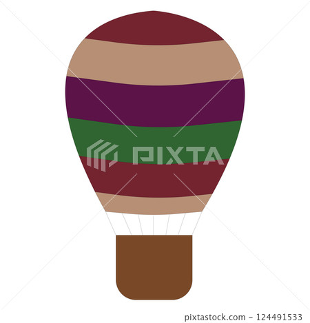 Hot air balloon in boho style. Retro transport for romantic adventures. Vector illustration isolated on white background. 124491533