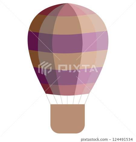 Hot air balloon in boho style. Retro transport for romantic adventures. Vector illustration isolated on white background. Hot air balloon in boho style. Retro transport for romantic adventures. Vector illustration isolated on white background. 124491534