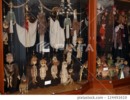 Kyiv, Ukraine September 1, 2023: Puppets of the Kyiv State Puppet Theater, which are used in performances 124491610