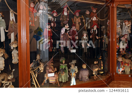Kyiv, Ukraine September 1, 2023: Puppets of the Kyiv State Puppet Theater, which are used in performances Kyiv, Ukraine September 1, 2023: Puppets of the Kyiv State Puppet Theater, which are used in performances 124491611