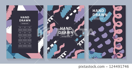 粗略繪製的彩色圖案背景 set_6 124491746