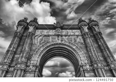 Arc de Triomf, iconic triumphal arc in Barcelona, Catalonia, Spain Arc de Triomf, iconic triumphal arc in Barcelona, Catalonia, Spain 124491750
