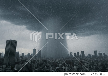 暴雨襲擊城市的圖片 124491832