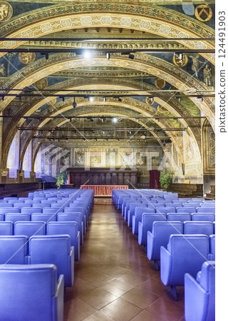 Interiors of Sala dei Notari, historical building in Perugia, Italy 124491903