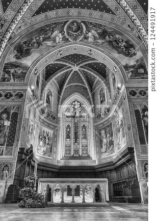Interior view of the medieval Cathedral of Gubbio, Umbria, Italy 124491917