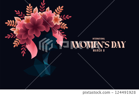 happy international womans day wallpaper flat vector illustration 124491928