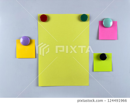 Array of notes attached to whiteboard with magnets suitable for managing tasks and reminders enhancing productivity and organization in office or classroom settings Array of notes attached to whiteboard with magnets suitable for managing tasks and reminders enhancing productivity and organization in office or classroom settings 124491966
