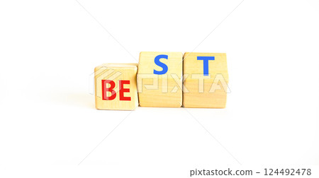 Motivational and inspirational be best symbol. Concept words Be best on beautiful wooden block. Beautiful white table white background. Business motivational be best concept. Copy space. Motivational and inspirational be best symbol. Concept words Be best on beautiful wooden block. Beautiful white table white background. Business motivational be best concept. Copy space. 124492478