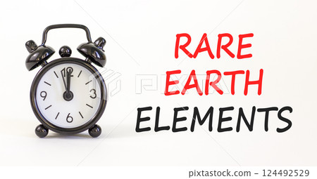 Rare earth elements symbol. Concept words Rare earth elements on beautiful white paper. Alarm clock. Beautiful white paper background. Business and rare earth elements concept. Copy space. Rare earth elements symbol. Concept words Rare earth elements on beautiful white paper. Alarm clock. Beautiful white paper background. Business and rare earth elements concept. Copy space. 124492529