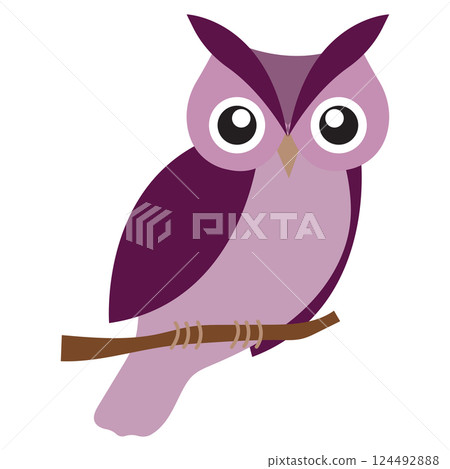 Purple owl. Vector illustration isolated on white background. 124492888