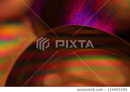 Green liquid surface, colourful abstract, surrealistic art, line of light, black background, beautiful scientific background 124493389